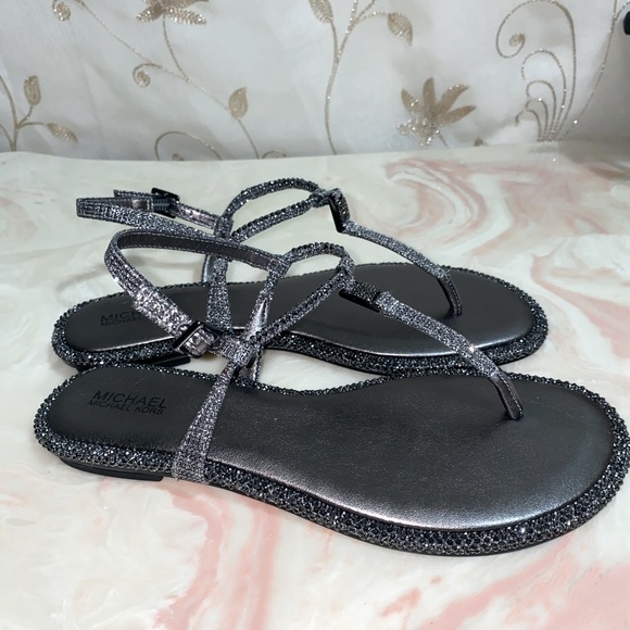 michael kors glitter chain mesh sandals